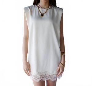 NEW LUVEE peyton lace trim mini dress in white